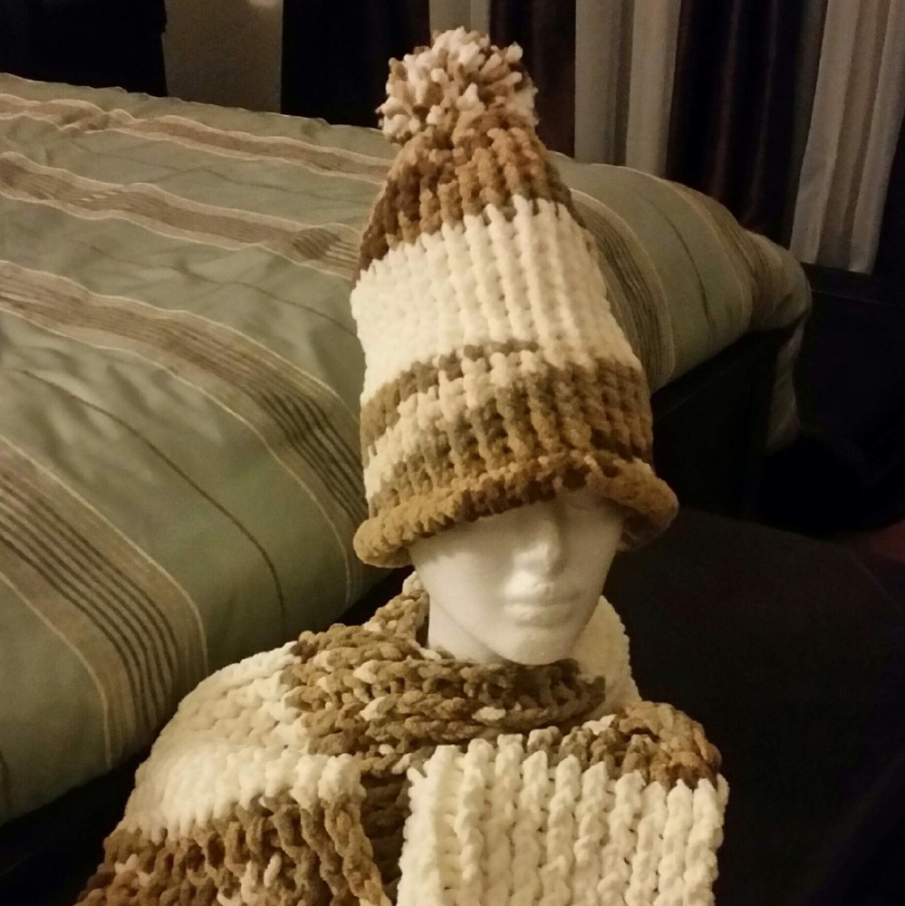 Handmade Crocheted Beanie & Scarf Set